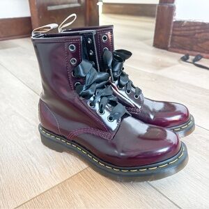 Dr. Martens Burgundy Gloss Lace-Up Combat Boots